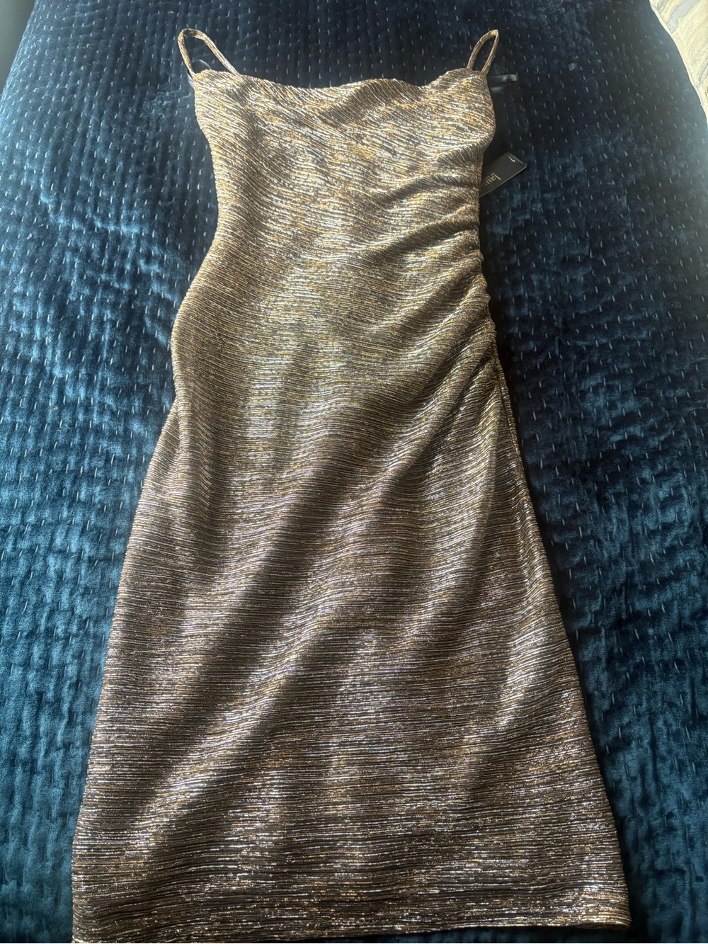 Laundry By Shelli Segal Bronze Shimmery Spaghetti Strap Dress